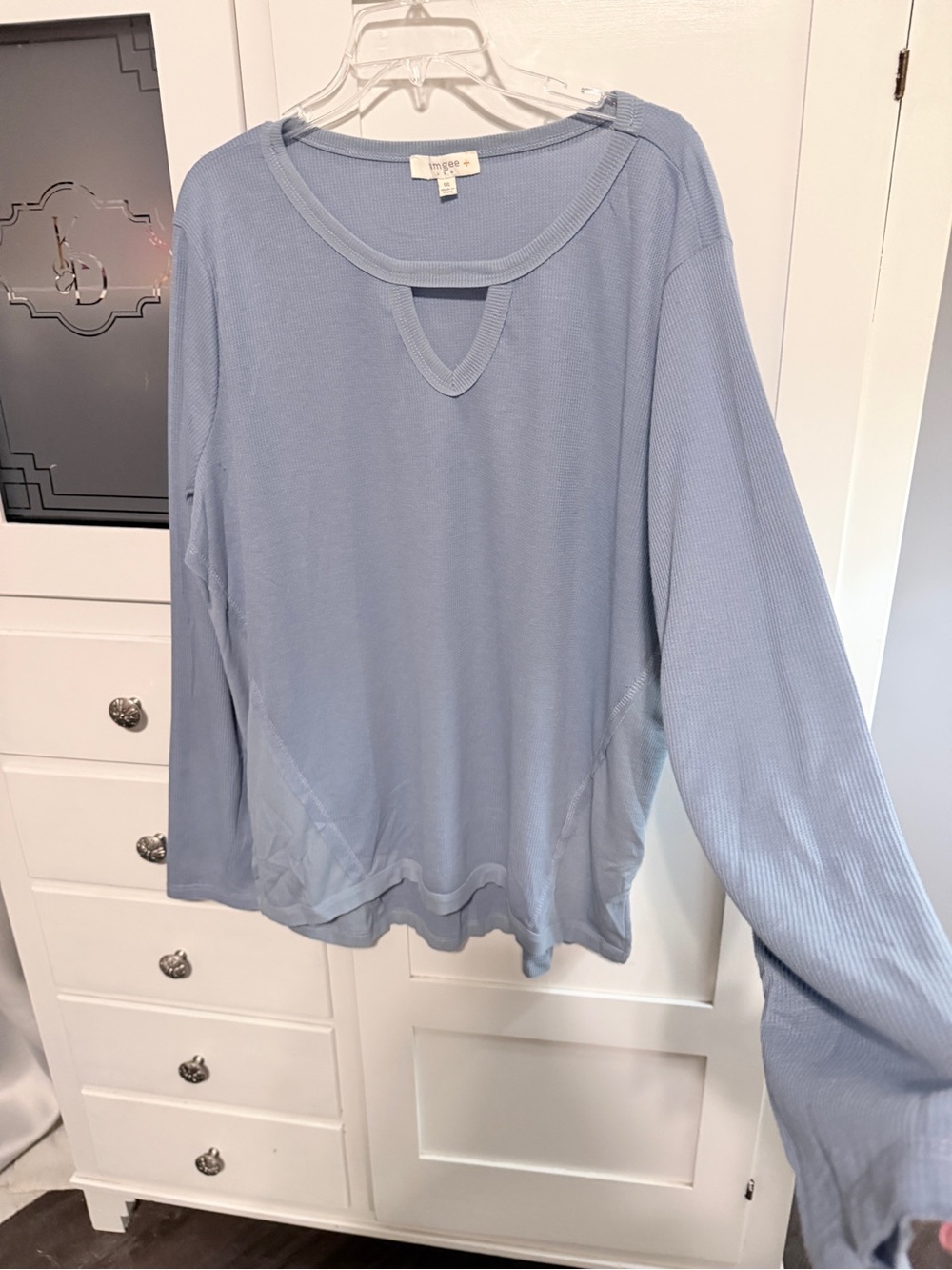 Umgee Light Blue Long-Sleeve Knit Top with V-Notch